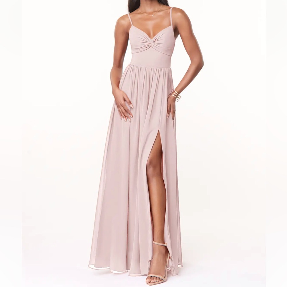 Azazie Blushing Pink bridesmaids gown